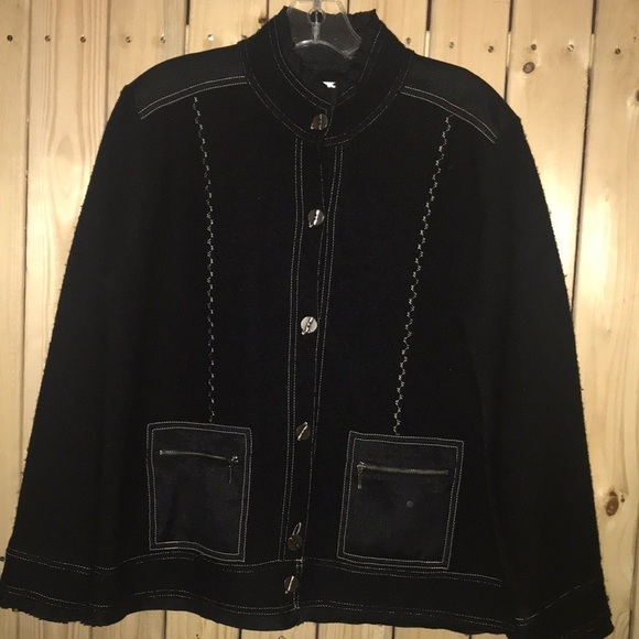 Chico’s 100% Wool Black Dressy Jacket Small - Picture 1 of 7